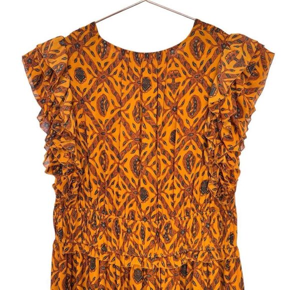 Ulla Johnson Anika Dress Ochre Silk Ruffle Size 8 - Picture 7 of 12